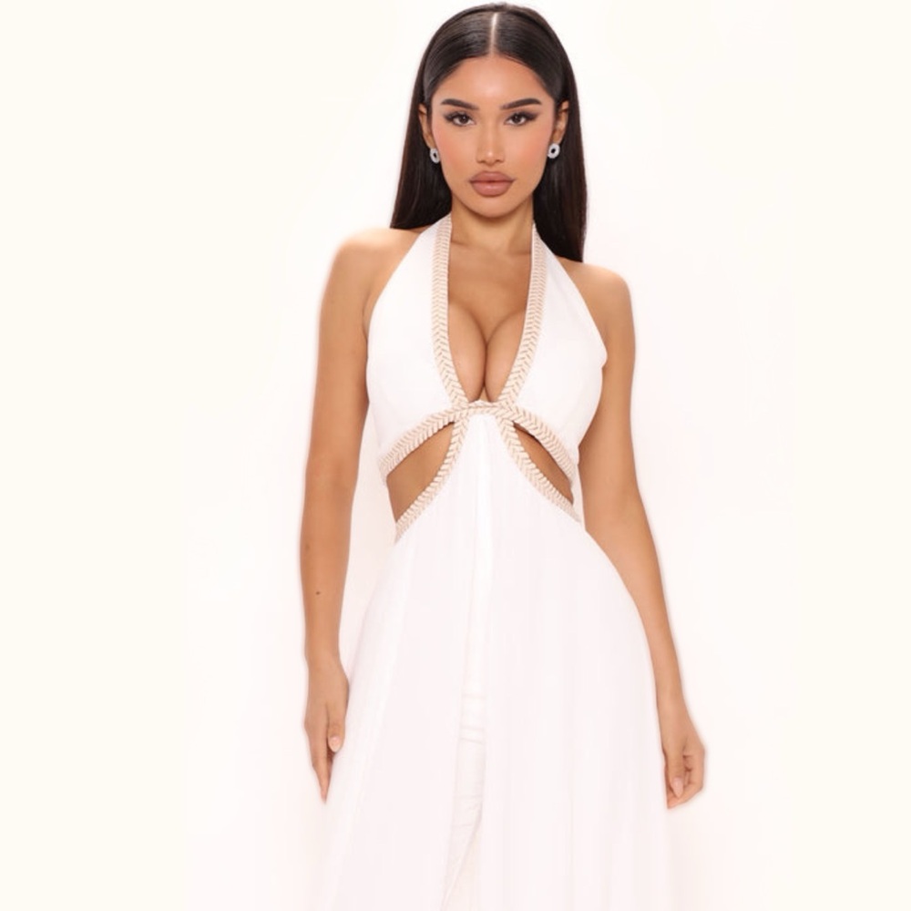 Fashion Nova White Halter Jumpsuit